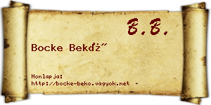 Bocke Bekő névjegykártya